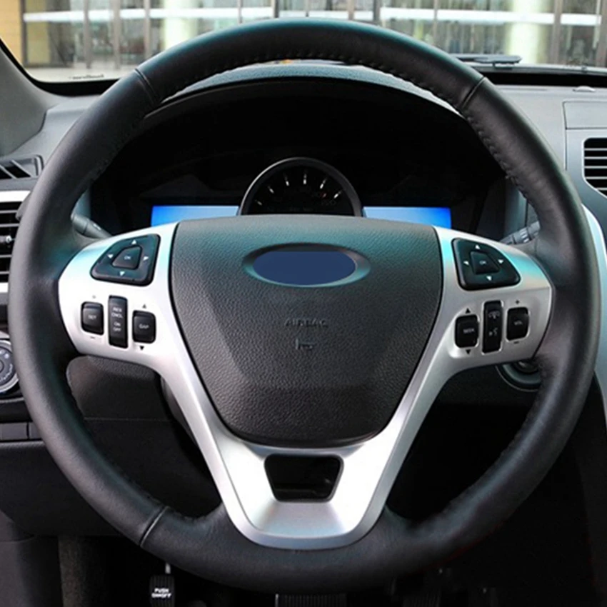 Прошитые вручную черные чехлы на руль из искусственной кожи для Ford EDGE EXPLORER 2011-2013