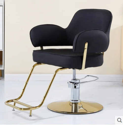 High-end hairdressing chair hair salon special lifting down barber shop chair disc hair cutting seat perm dyeing chair special ironing and dyeing mirror stand stainless steel haircut mirror hair salon and simple cabinet