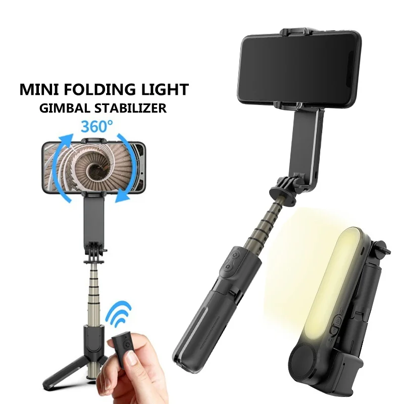 Mini Handheld Gimbal Stabilizer with Fill Light Wireless Remote Portable Telescopic Selfie Stick Tripod for Phone Holder Stand - ANKUX Tech Co., Ltd