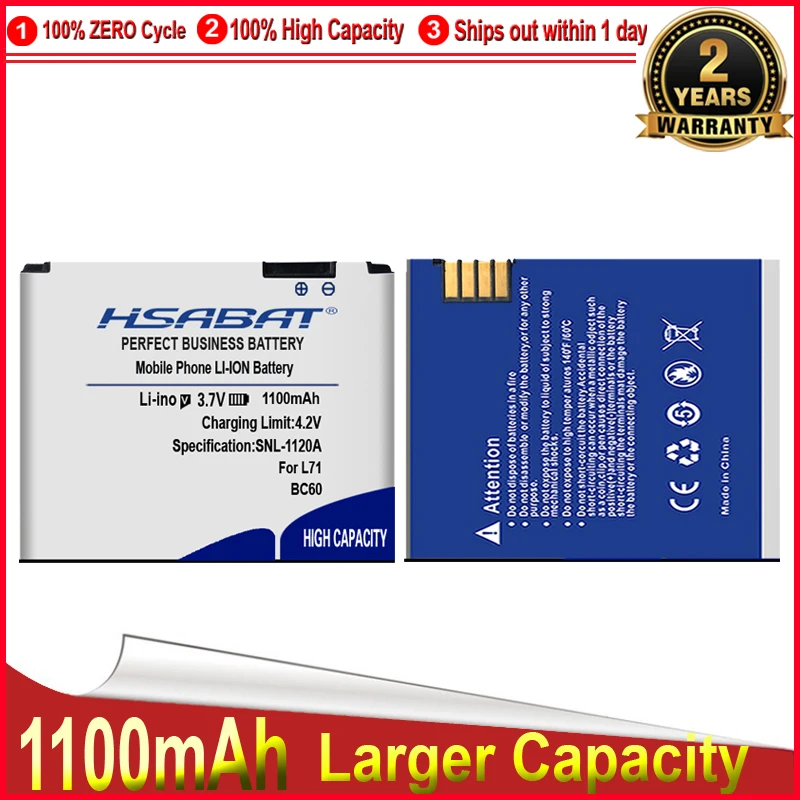 Аккумулятор HSABAT BC60 1100 мА · ч для Motorola L7 A1600 L72 E8 L71 C261 EM30 | Мобильные телефоны и