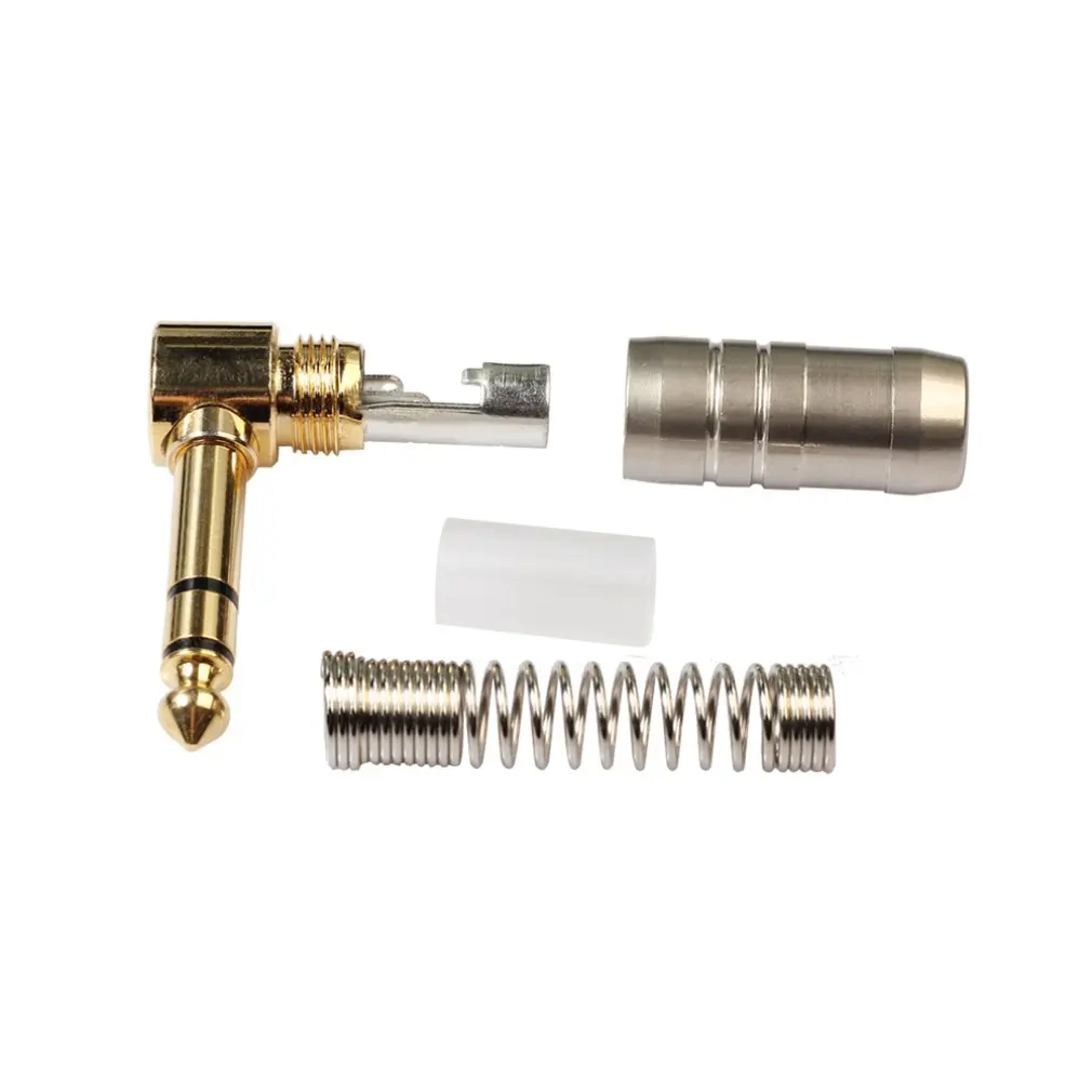 

3pcs Zinc Alloy 6.35MM Stereo Plug Gold-Plated Solder 90-Degree Turn Plugs For 6.35 Audio Wire