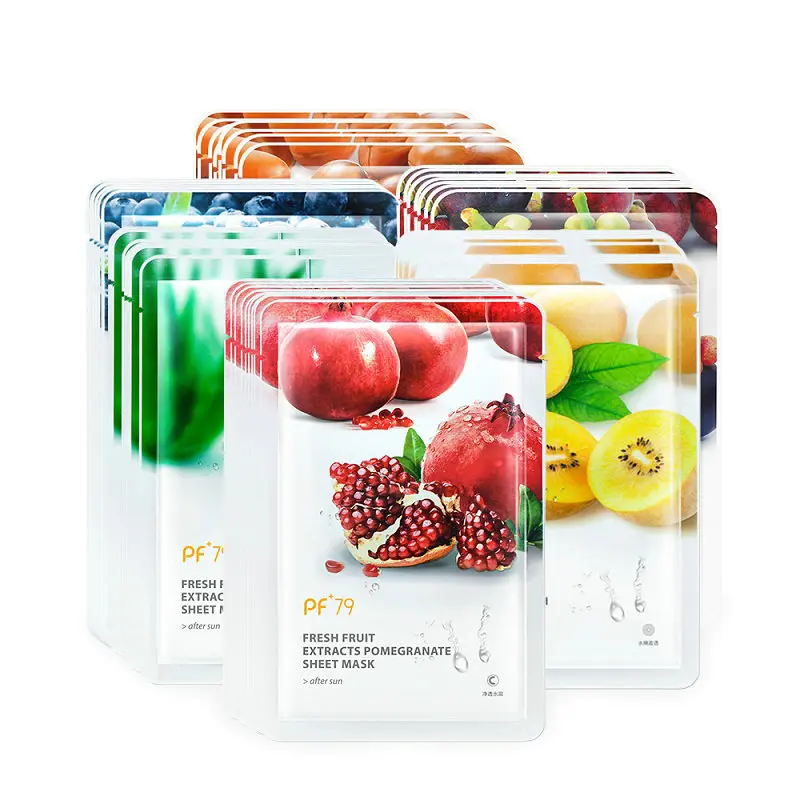 PF79 6pcs Sheet Masks Skin Care Fruit Facial Mask Moisturizing Oil Control Blackhead Remover Wrapped Mask Face Care Mask