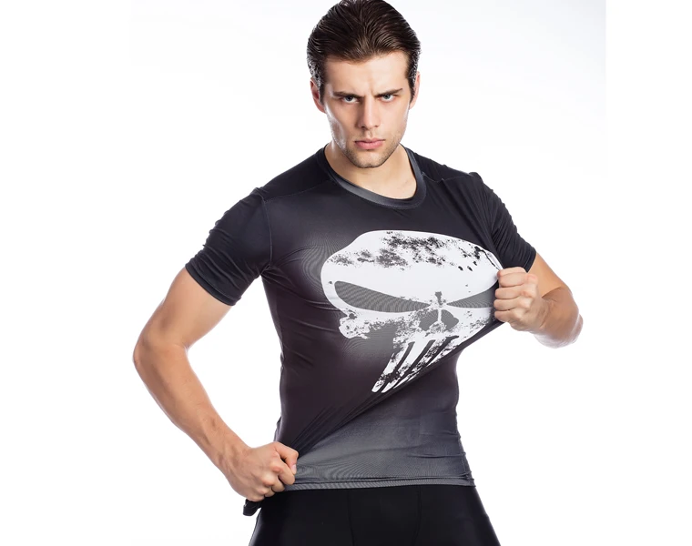 Каратель, Мужская футболка, компрессионная футболка с 3D принтом, Мужская Футболка реглан с коротким рукавом, фитнес топы, футболка Коди ландин