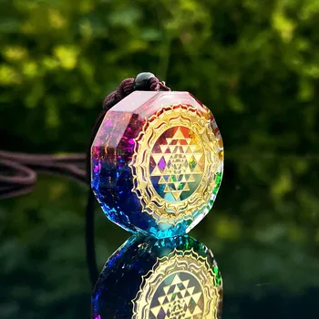 

wholesale Orgonite pendant Sri Yantra necklace Sacred Geometry chakra energy necklace meditation orgone energy pendant