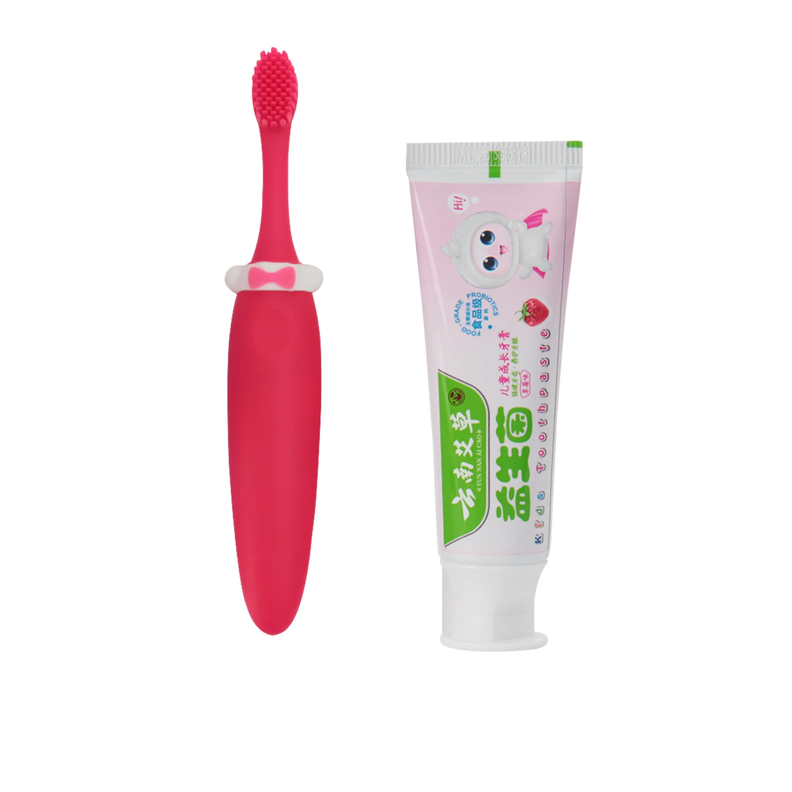 Cute Kids Toothbrush Toothpaste Set Strawberry Orrange Test Boy Girl