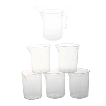 

6 PCS Capacity Clear Plastic Graduated Laboratory Measuring Set Beaker,1 Pcs 1000ML & 5 PCS 100 Ml