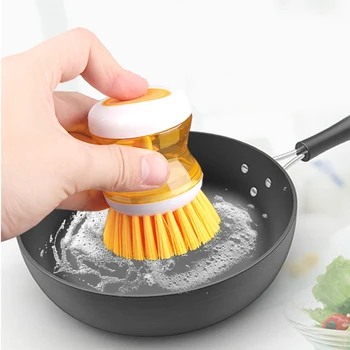 

Hydraulic Washing Brush Pot Pan Dish with Washing Up Liquid Soap Dispenser Kitchen Bathroom Sink Utensil Cleaning Brushes Tool