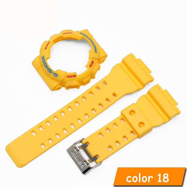 For Casio G-SHOCK GA-110 GA-100 GD-120 Rubber Sports Strap Modification Accessories, Including Case and Strap Adapter yellow blue