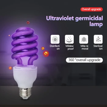 

15/20W UV Germicidal Lamp Quartz Disinfection Light UVC LED Light UV Spiral Energy Saving BlackLight Lamp Home Decor Kitchen