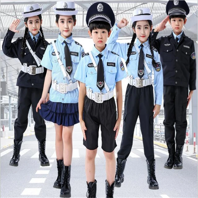 Kids Police Officer Cosplay Costume Set Party Fancy Clothing Set Children's  Day Wear Girls Policeman Uniform Set With Accessory