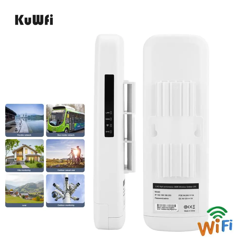 Kuwfi 3 Км 2.4 Г 300 Мбит / с Wi Fi Маршрутизатор CPE Wifi повторитель Удлинитель Беспроводная