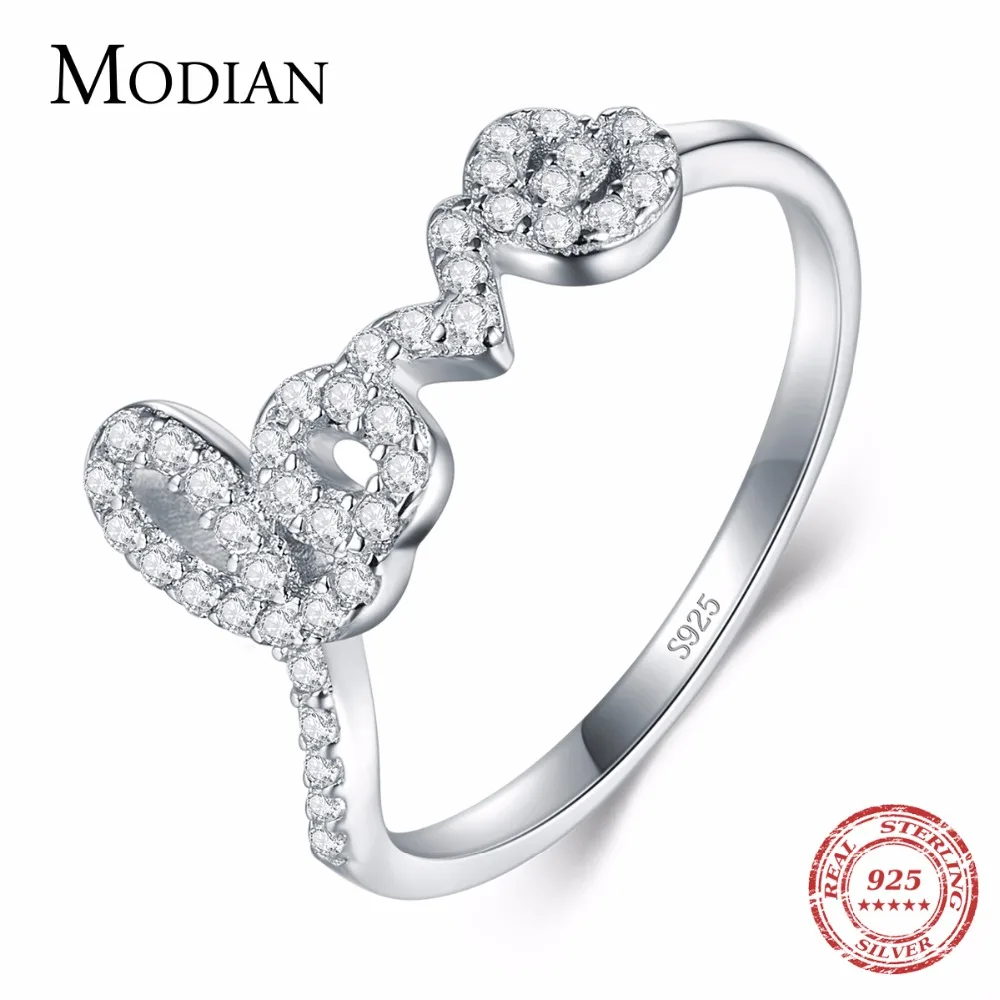 Modian 2021 новый 100% 925 пробы серебряные кольца Forever Love кубического циркония с