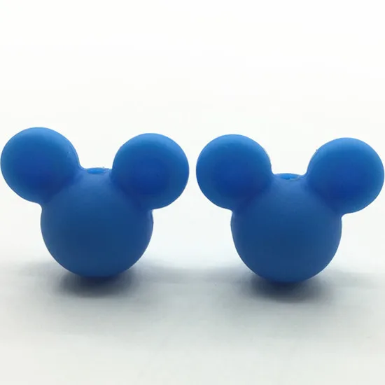 blue DIY лот из 50 шт. Микки силиконовые бусины, Прорезыватель игрушка мягкие жевательные BPA бесплатно DIY Шарм ожерелье пищевой ювелирные изделия - Цвет: blue