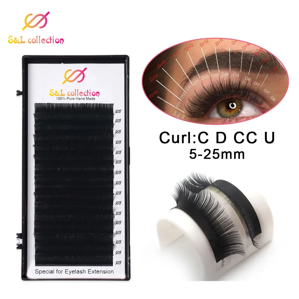 16rows/case 18,19,20mm long style length in one tray maquiagem cilios silk natural individual eyelash extension