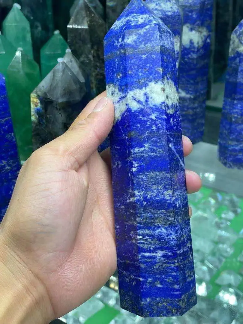 200-1200g Natural lapis lazuli crystal obelisk quartz crystal rod tip healing
