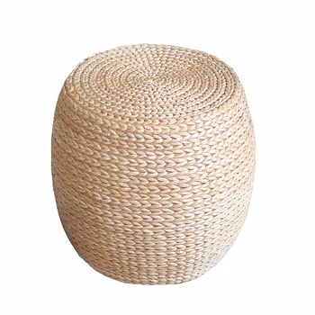 

Solid Wood Simple Small Bench Straw rattan the round for shoes bench cushion stool home sofa bench bar stool