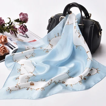 

100% Natural Silk Square Neckerchief For Women Print Silk Headscarf Small Suquare Silk Scarf Handkerchief Bandana Foulard
