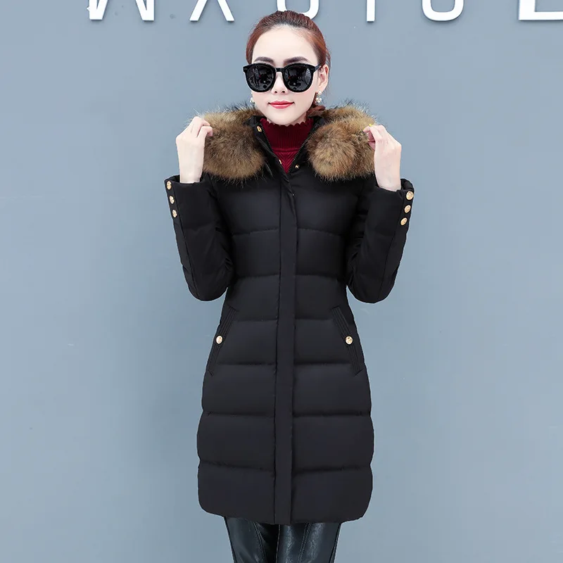 

Down Jacket Cotton-padded Clothes Women's Mid-length 2019 New Style Korean-style Slim Fit Slimming Versatile Cotton-padded Jacke