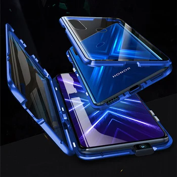 

New Magnetic Metal Double Side Glass Phone Case For Huawei Honor 9x Premium stk-lx1 global entition hlk-al00 pro hlk-al10 Cases