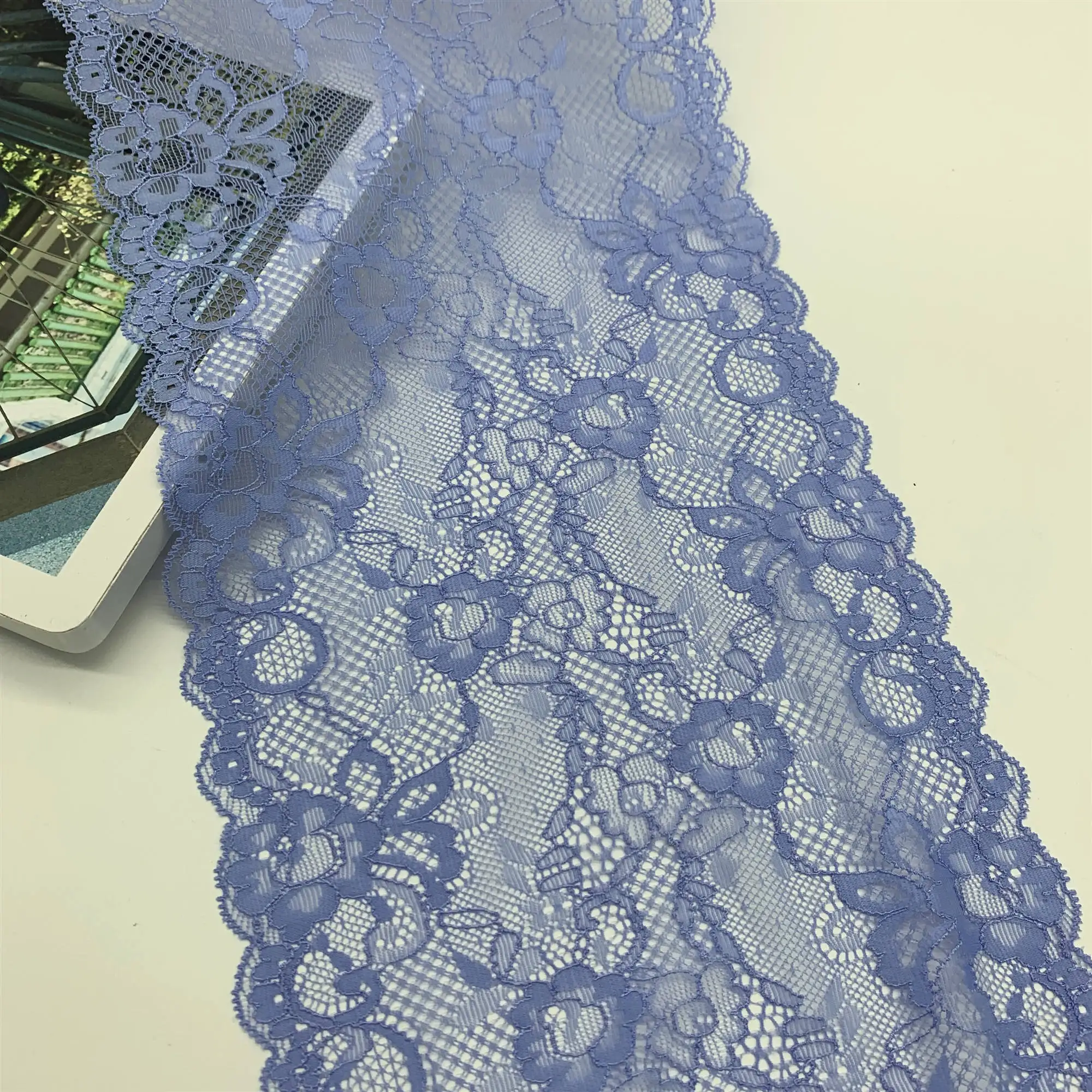 3y/lot 20cm Blue Elastic Stretch Lace Trim 1