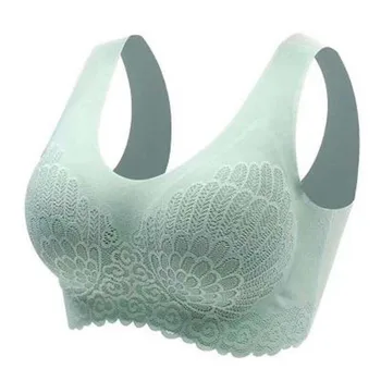 

Thailand Latex 4.0 Lace Underwear Women's Seemless Non-Steel Ring Push up Comfortable Sleep Paper Bra Shock-resistant Breast Hug
