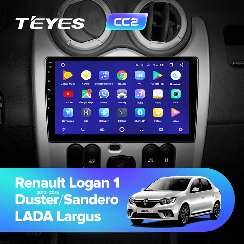 TEYES CC2 для Renault Logan I Sandero Lada Lergus Dacia автомобильный Радио Мультимедиа Видео плеер навигация gps Android 8,1 2 din DVD