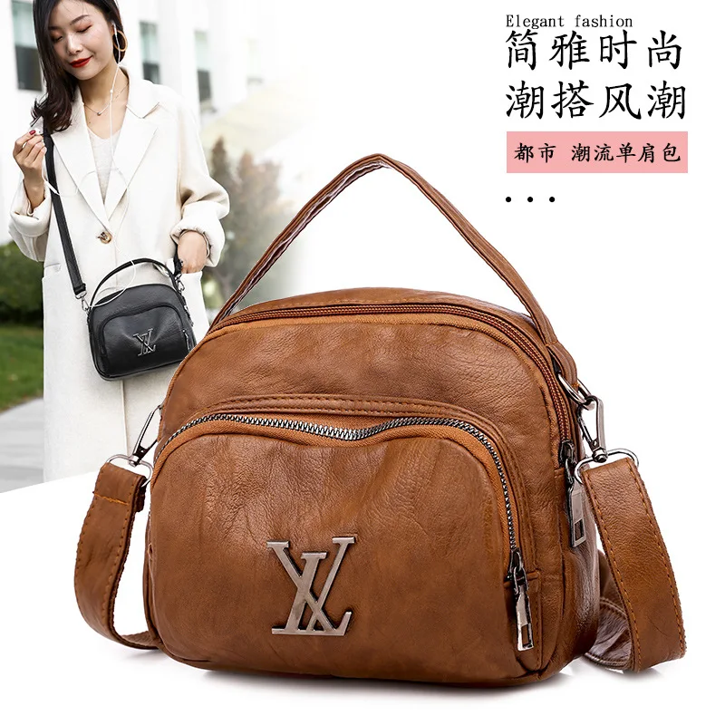 

2020 New Style Shoulder Bag Women's Mini Bag Pu Soft Leather Casual Versatile Hand Bag Multi-Compartment Single
