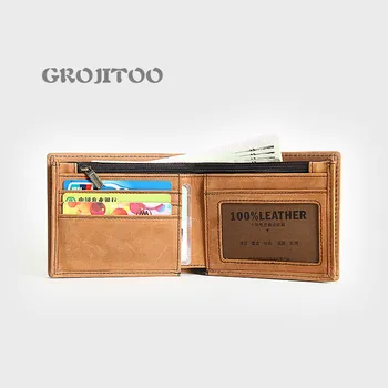 

GROJITOO Mad horse leather men's wallet short leather multifunctional driving license card bag cowhide 2020 new men's wallet