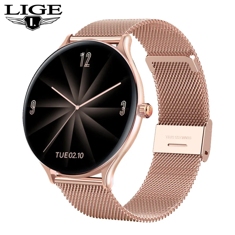 2021 New Full circle touch screen Women smart watch Luxury steel Watch Band Fashion smartwatch Sport Activity tracker For Xiaomi 