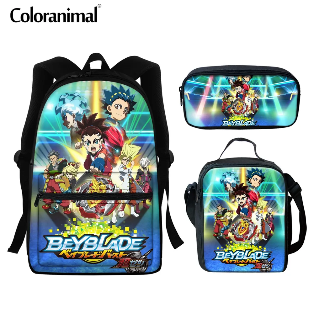 

Coloranimal Fashion 3Pcs/Set Backpacks Anime Beyblade Burst Turbo Pattern Students School Bags Cartoon Teenagers Book-Bags Set