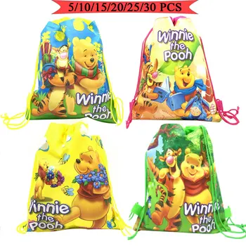 

Winnie the Pooh Theme Birthday Party Supplies Drawstring Gift Bag Party Bag For Kid Birthdays Non-Woven Fabric Child School Bag