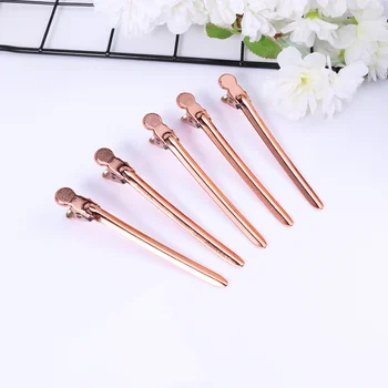 

12pcs Stainless Steel Duck Clips Hairdressing Sectioning Clips Styling Accessories for Home Barber Shop Golden