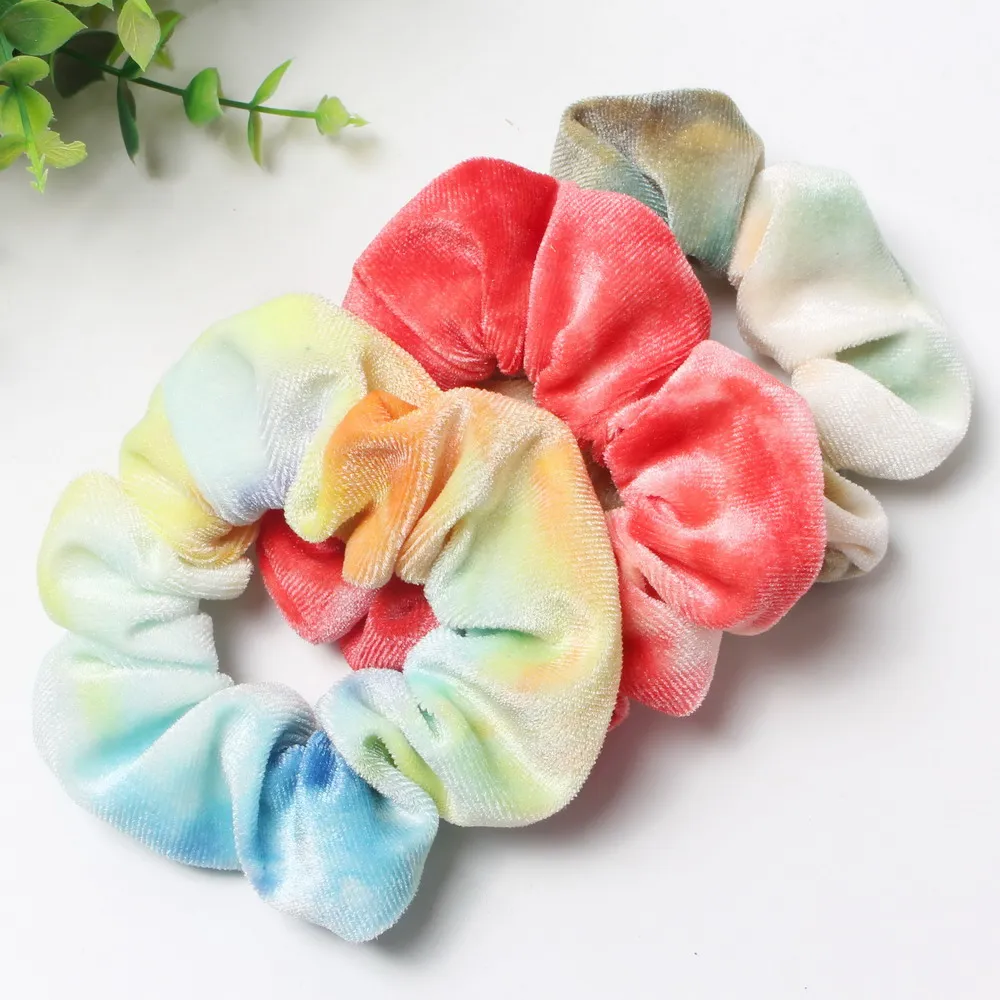 best headbands for women 3pcs Tie Dyed Scrunchie Pack Hair Accessories For Women Girls Headbands Elastic Rubber  Hair Tie Hair Rope Ring Ponytail Hold long hair clips