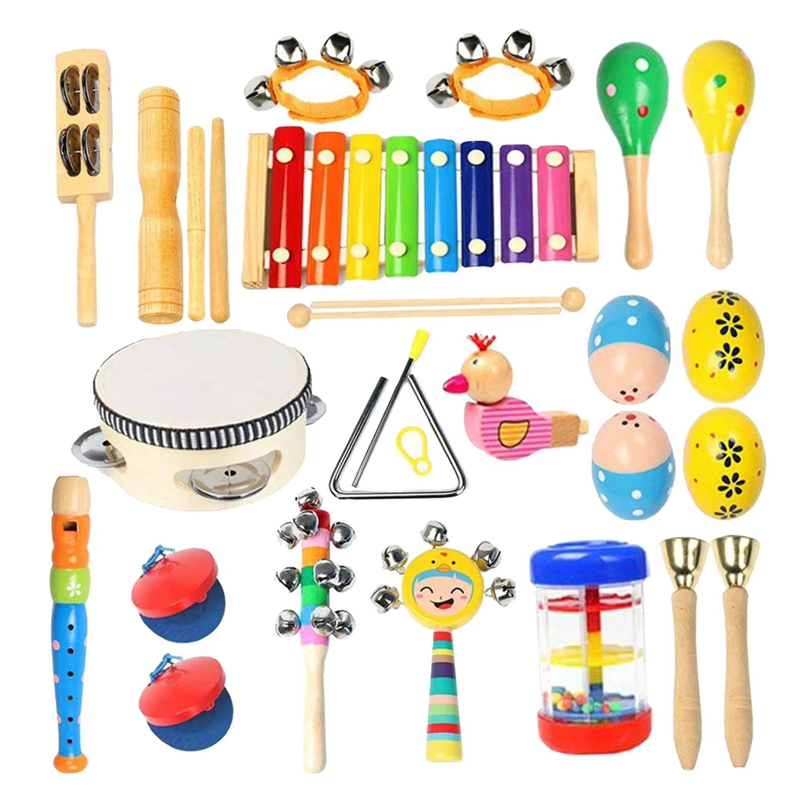 Toddler Musical Instruments Ehome 15 Types 22pcs Wooden Percussion Instruments Toy Kids Preschool Educational, Musical Toys Set