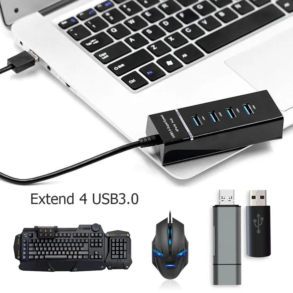 4 порта USB 3,0 концентратор супер скорость 5 Гбит/с конвертер кабель адаптер сплиттер для ноутбука ПК ноутбук