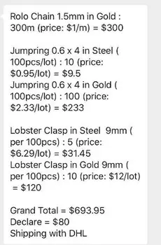 

mix chain ,clasp ,jumpring $80