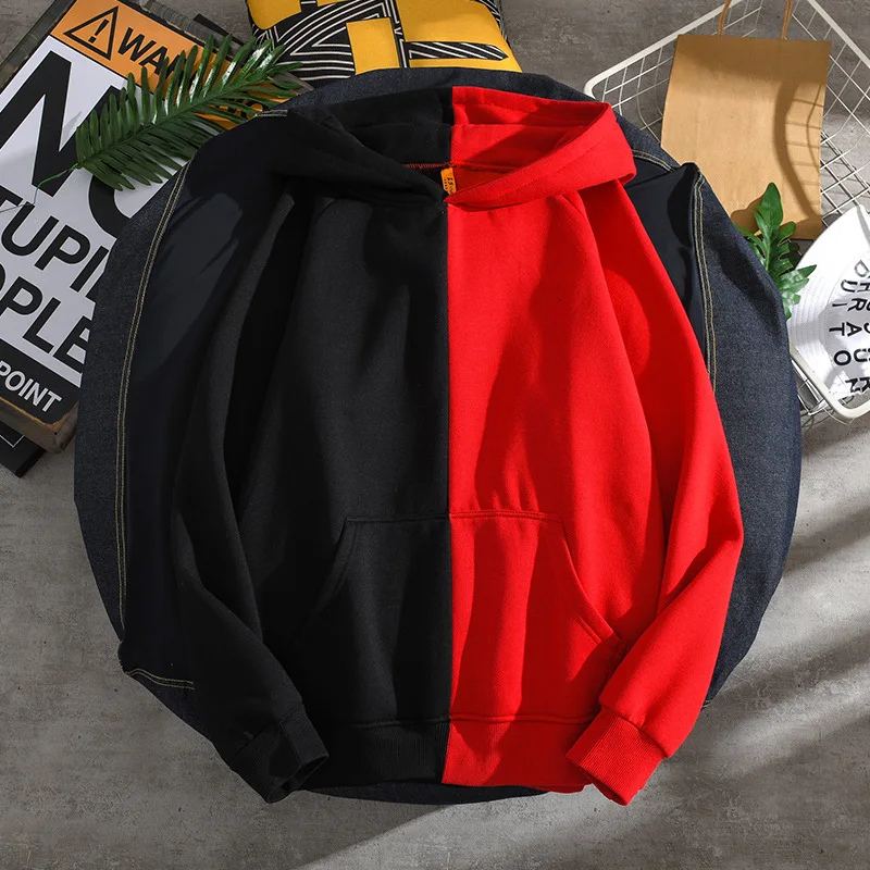 FGKKS Men's Brand Hoodies Autumn New Long Sleeve Hooded High Quality Men Stitching High Street Style Pullover Top