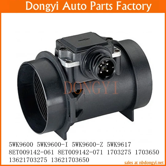 

Mass Air Flow Sensor OE No. 5WK9600 5WK9600-I 5WK9600-Z 5WK9617 8ET009142-061 8ET009142-071 1703275 1703650 13621703275 13621703