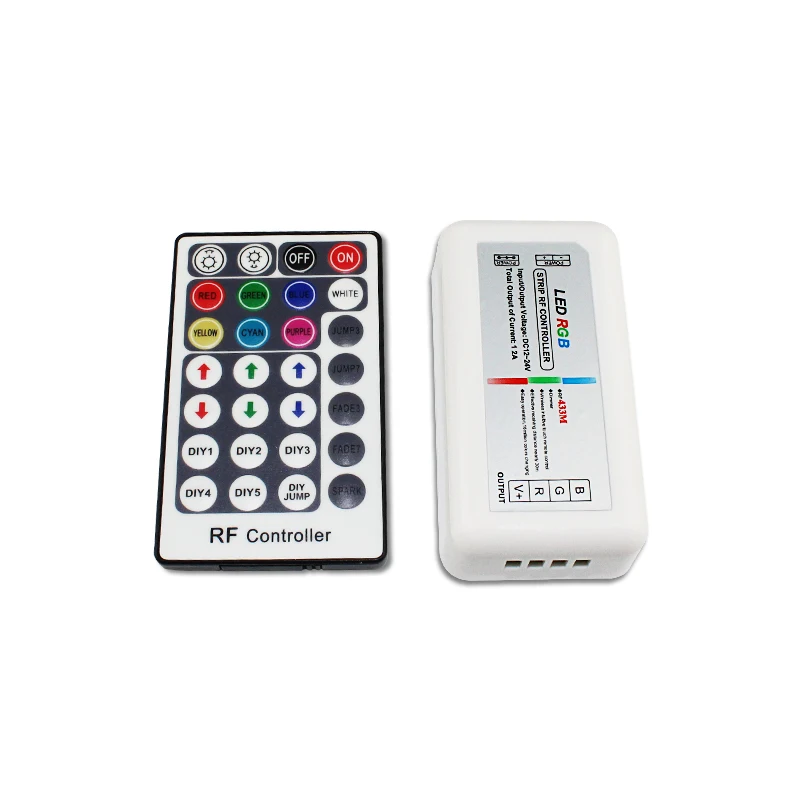 

RGB LED Controller Dimmer DC12-24V 12A 3 Channel 28 Keys Wireless RF Remote Plastic Controller with DIY Mode for RGB Strip Light