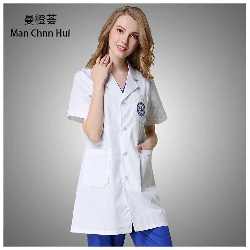Korean ladies White coat laboratory Robe science lab coat beauty salonSlim Beautician Work clothes Beauty uniforms medical lab coat
