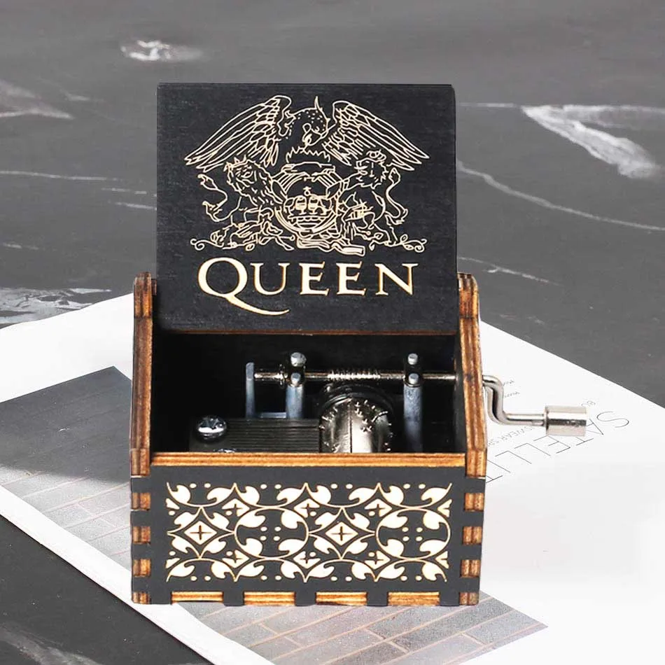 Оптовая продажа деревянная музыкальная шкатулка с ручным приводом королевский