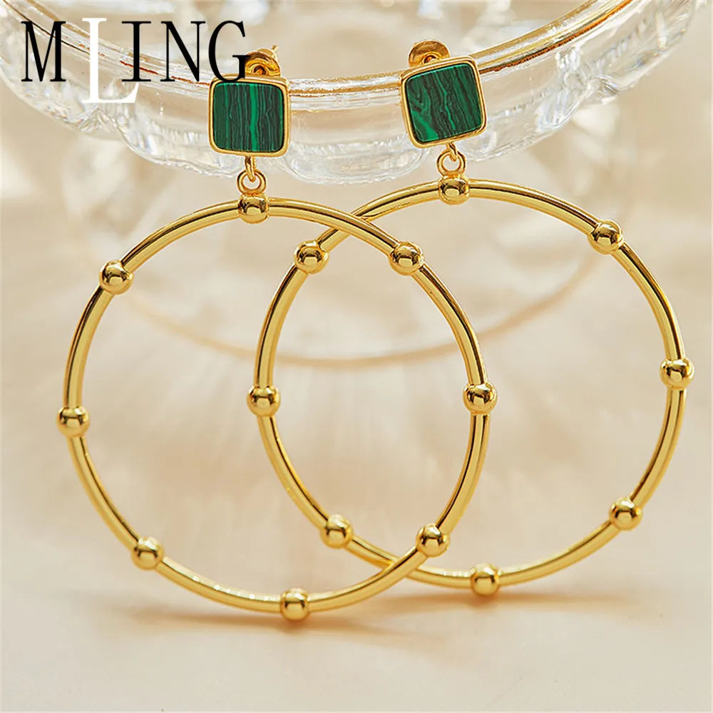 Винтажные висячие серьги MLING из золотого сплава с геометрическим рисунком новые