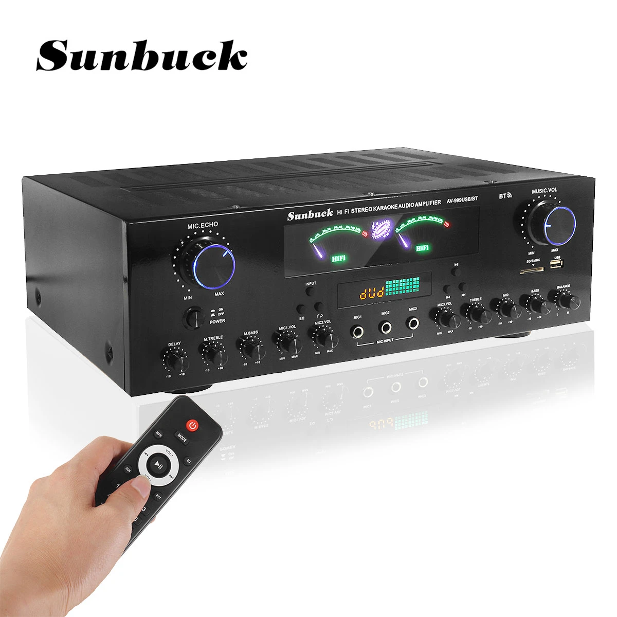 summing amplifier SUNBUCK 3000W bluetooth 7 Channel Audio Power Amplifier 110V 220V AV Amp Speaker with Remote Control Support FM USB SD Cards 3 channel amplifier