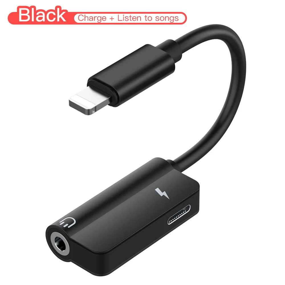 

2 in 1 For iPhone to 3.5mm Audio Adapter Jack Charging Converter For iPhone 7 8 X Cable Splitter Headphone USB Adapte