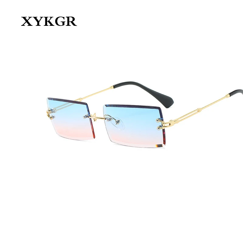 XYKGR2019 новые женские модные бескаркасные Квадратные Солнцезащитные очки Модные маленькие очки мужские брендовые дизайнерские UV400 Солнцезащитные очки