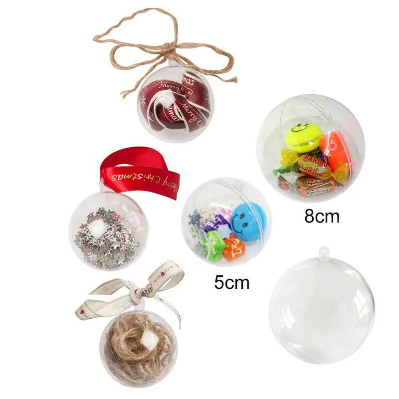 Clear Plastic Craft Ball Acrylic Transparent Sphere Bauble Christmas Decoration 