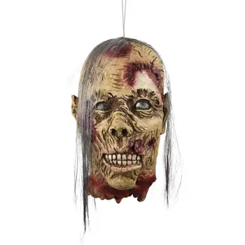 

Halloween White Hair Banshee Halloween Head Horror Decorations Decapitated Head Haunted House Escape Decor Hanging Props