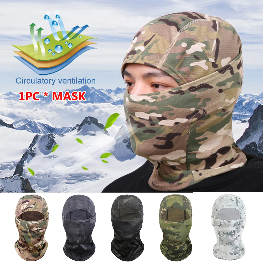 Military Headwear Breathable Cycling Mask Hunting Hood Polyester Camouflage Full Face Climbing Wargame Outdoor Windproof Running