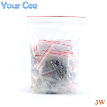 

75Pcs 3W Carbon Film Resistors 0.1 Ohm ~ 20 ohm or 27 ohm ~ 750 ohm 5% Assorted Kit Resistance 15 Values*5pcs