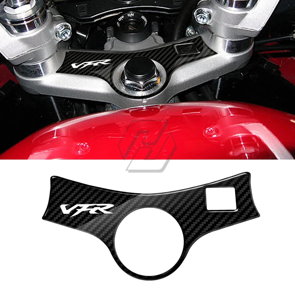 For Honda VFR 800 2002-2006 3D Carbon-look Upper Triple Yoke Defender 3d carbon look upper triple yoke defender case for honda vfr 800 2002 2006